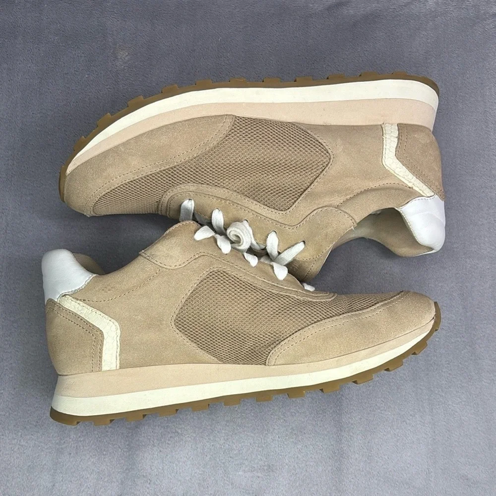 Veronica Beard Tan Suede Mesh Retro Sneakers Sz 9
